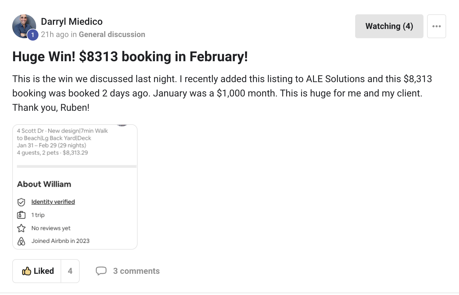 8k for an offseason Mid-term Rental Booking